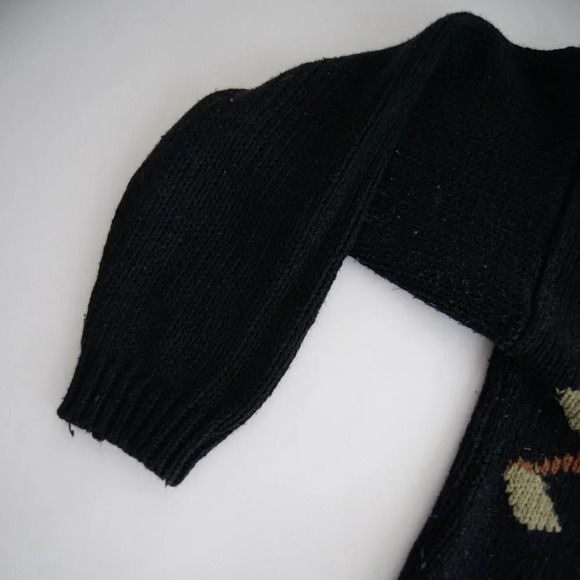 Vintage DB sport by David Benjamin Black Knit w Floral & Coins Design Sweater L - Picture 8 of 12